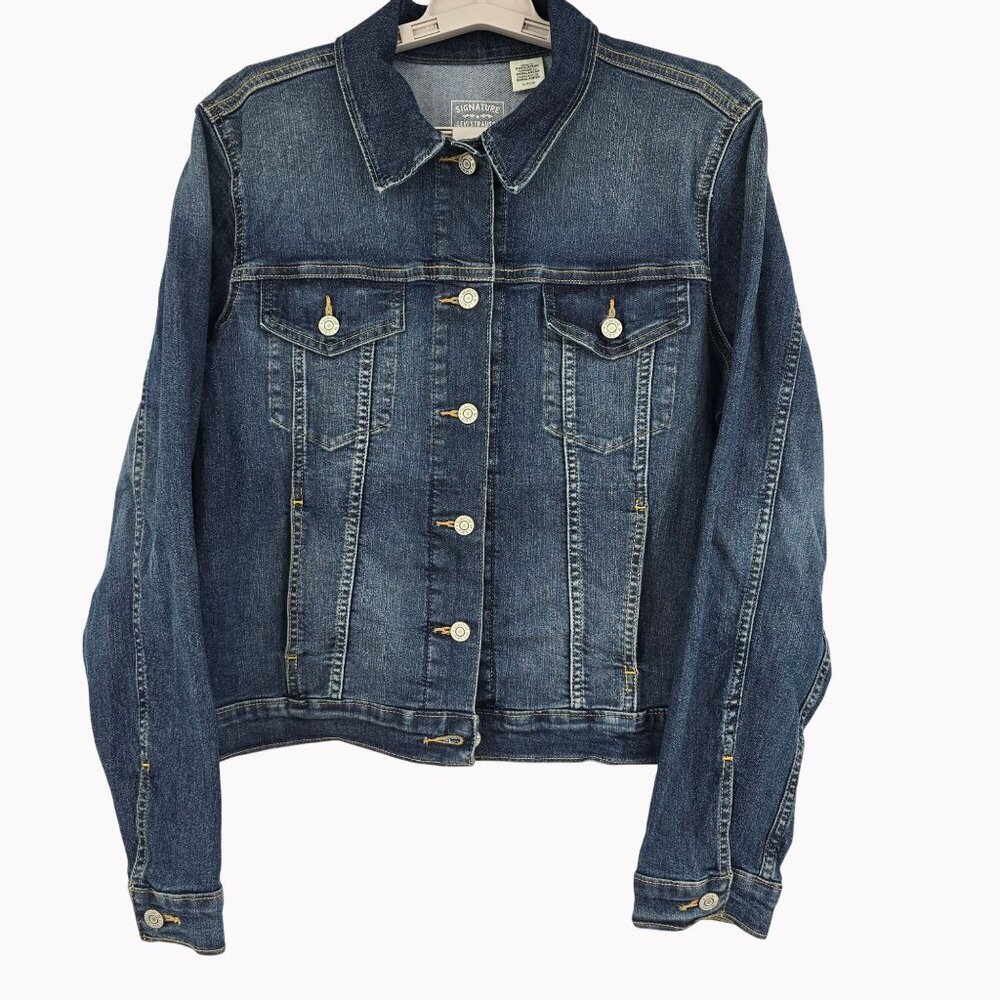 Signature Levi Strauss Girls XL 14/16 Blue Denim Jean Jacket Trucker